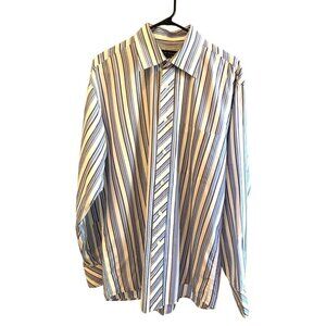 Ted Baker mens shirt 15.5’ collar 44ch 31L cotton stripe exceptional condition
